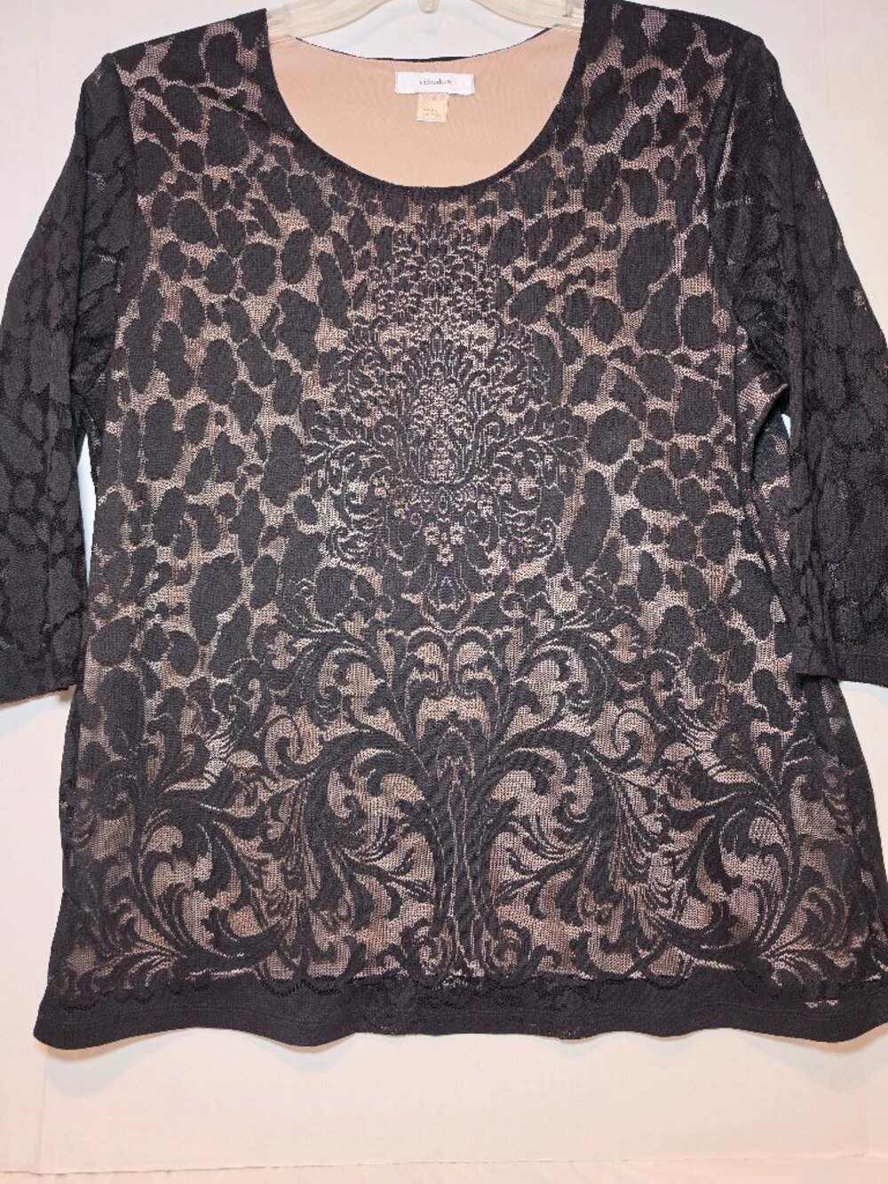 Women's black lace tunic top 1X